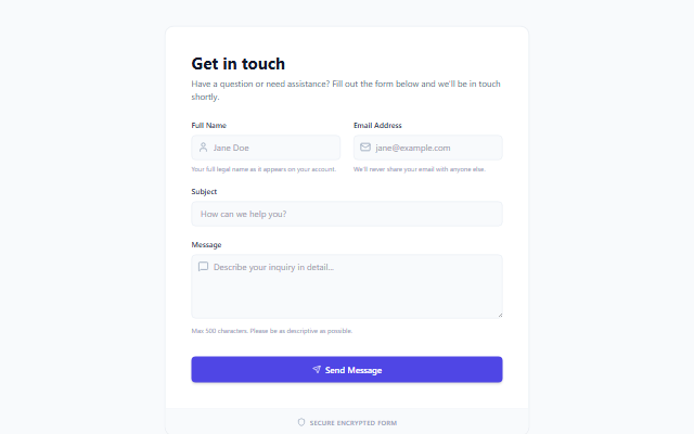 Contact Form template preview