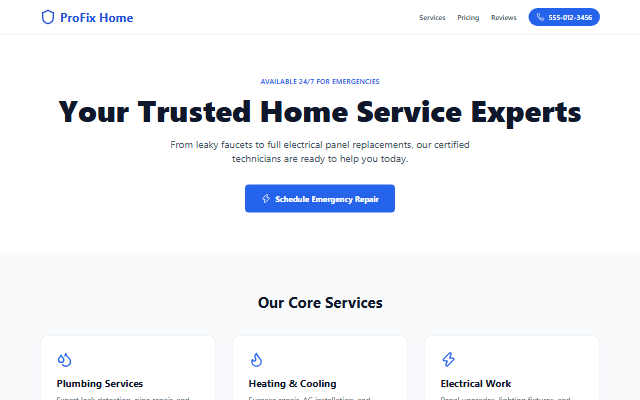 Home Services template preview