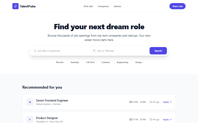 Job Board template preview